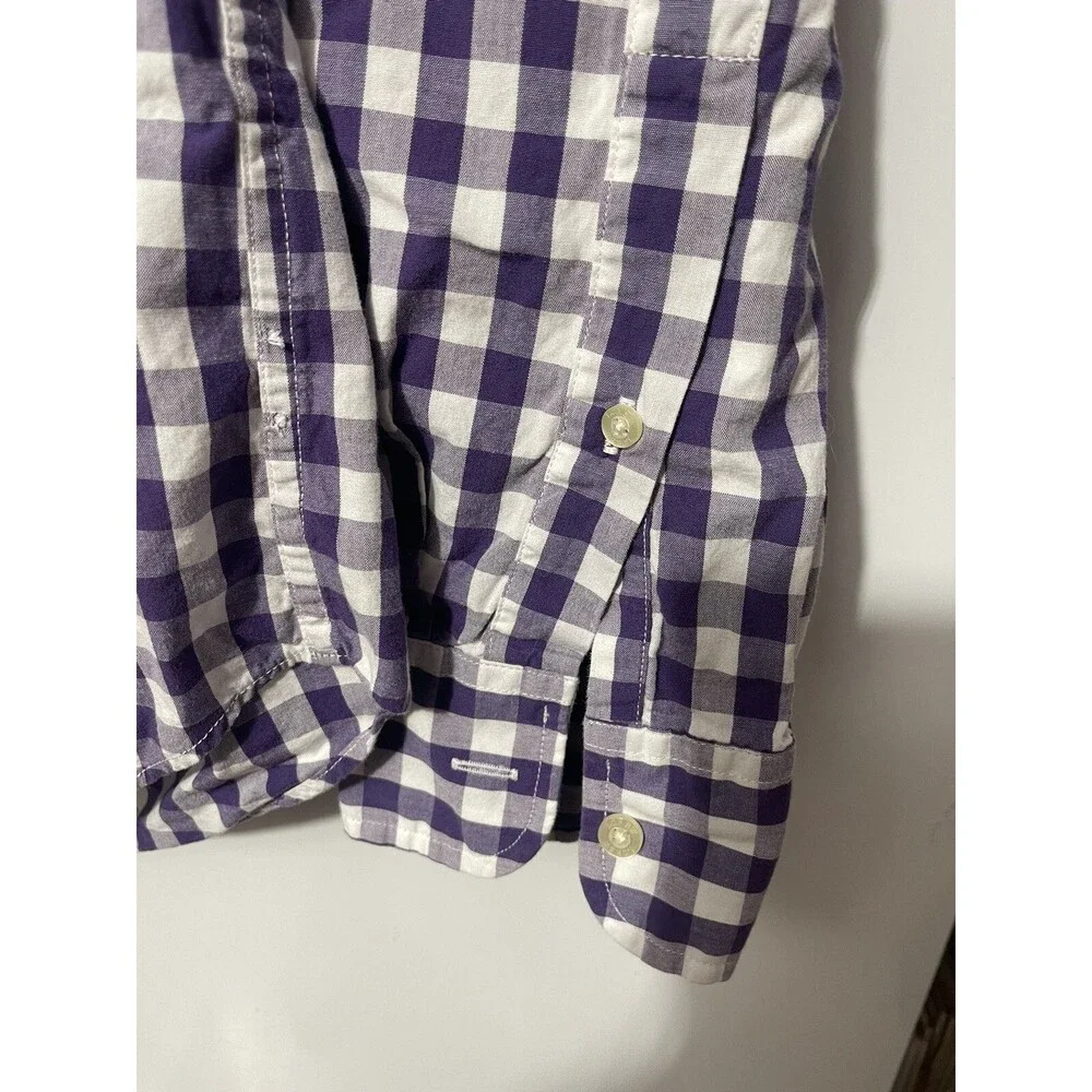 Tailored by J. Crew Purple & White Check Button Down Shirt men’s size medium